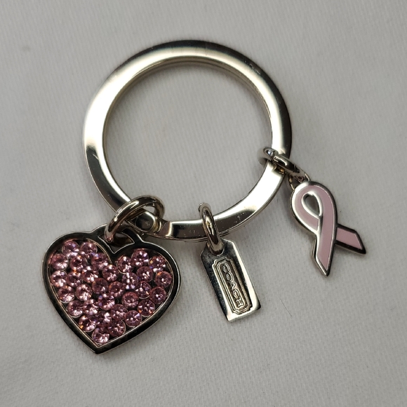 Coach Accessories - Breast Cancer Awareness Coach Pink Crystal Heart Charm Keyring